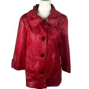 Vintage Y2K  Nancy Bolen City Girl Jacket  Blazer Ruffle Collar Cherry Red  S
